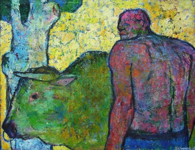 Taureau et son maître