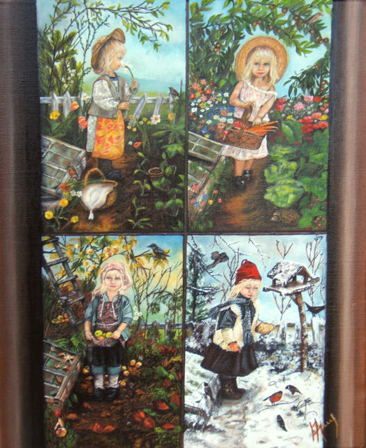 Les 4 saisons (petite fille dans son jardin)