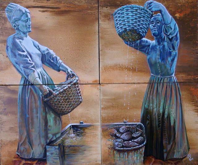 laveuses d huitres Cancale d après une sculpture en bronze