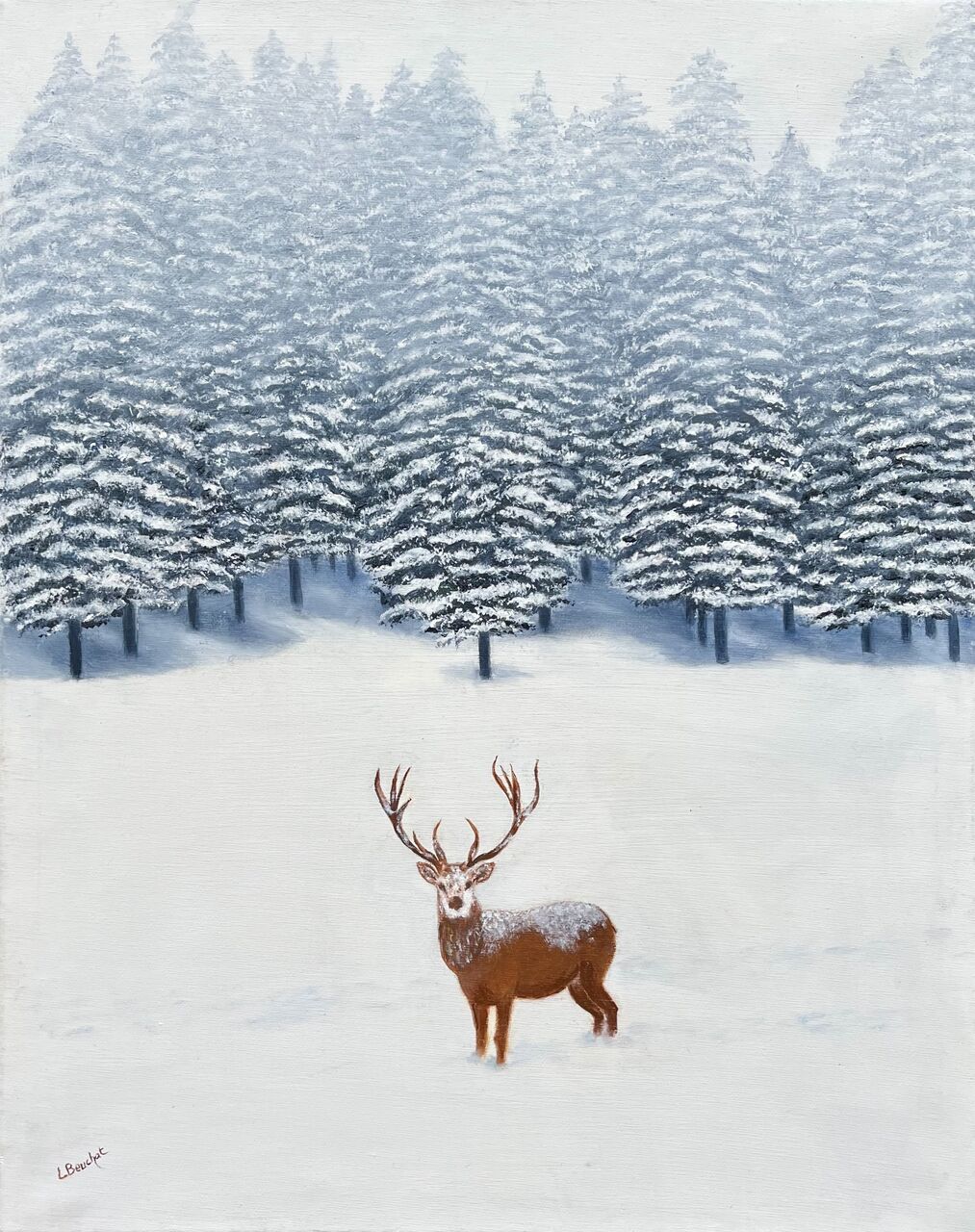 Beuchat liliane Brume neige et cerf