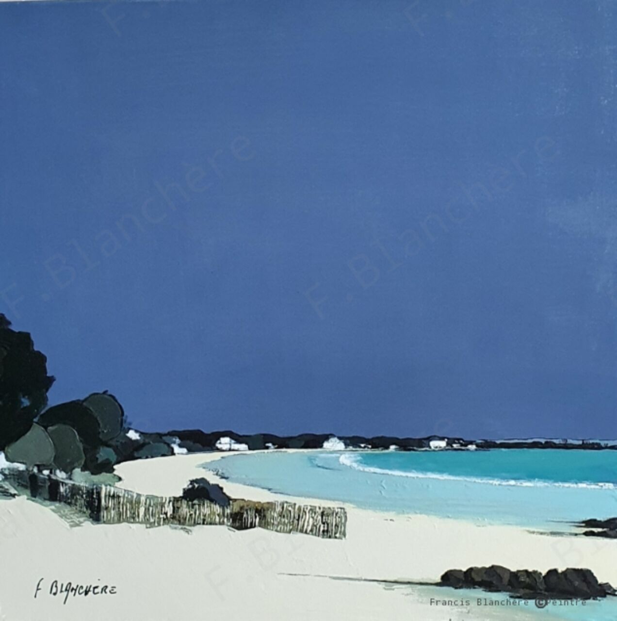 BLANCHÈRE Francis " Plage de sable chaud "