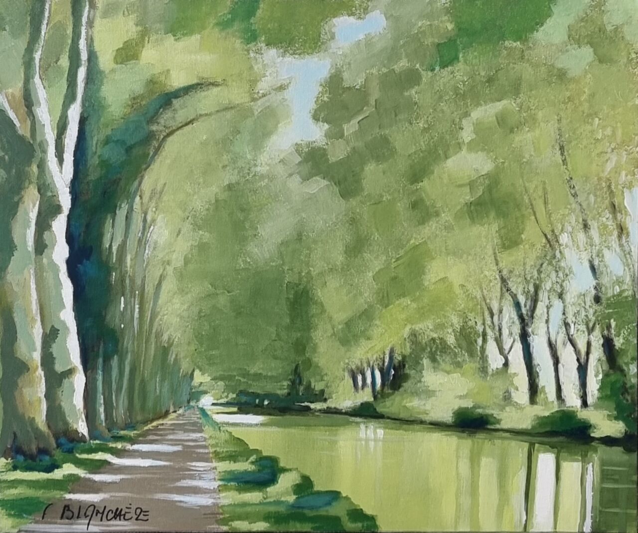 BLANCHÈRE Francis /  Artiste - Peintre " Chemin de halage "