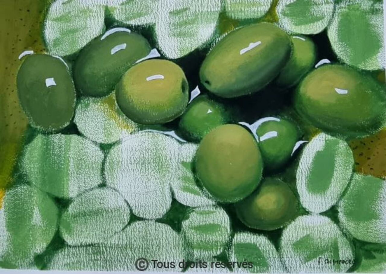 BLANCHÈRE Francis /  Artiste - Peintre " Olives vertes " Disponible