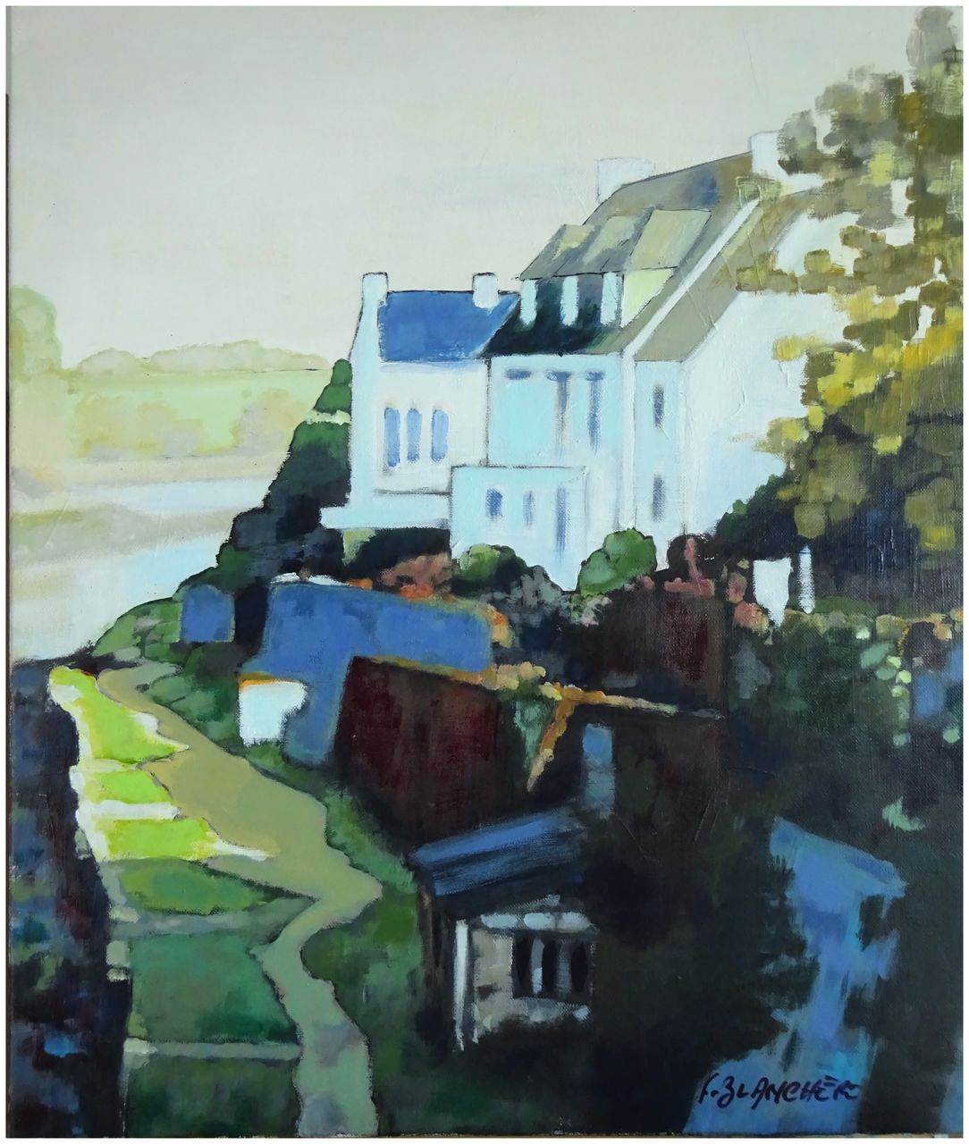 BLANCHÈRE Francis /  Artiste - Peintre "Sentier Vue du Vieux Pont" Plus disponible