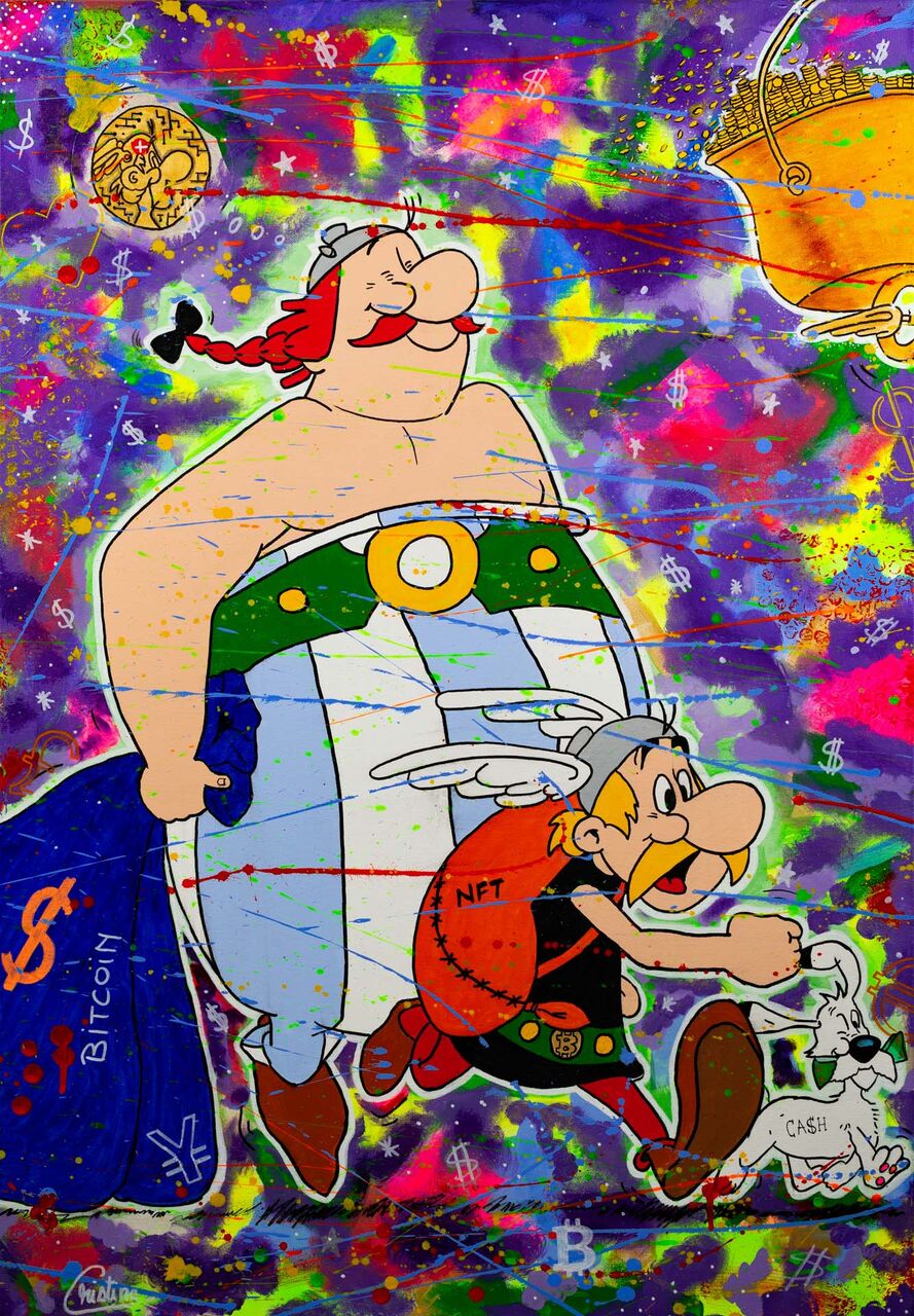 Cristina Pop Art Get rich fast generation - Asterix and Obelix Pop Art painting by Cristina Pop Art