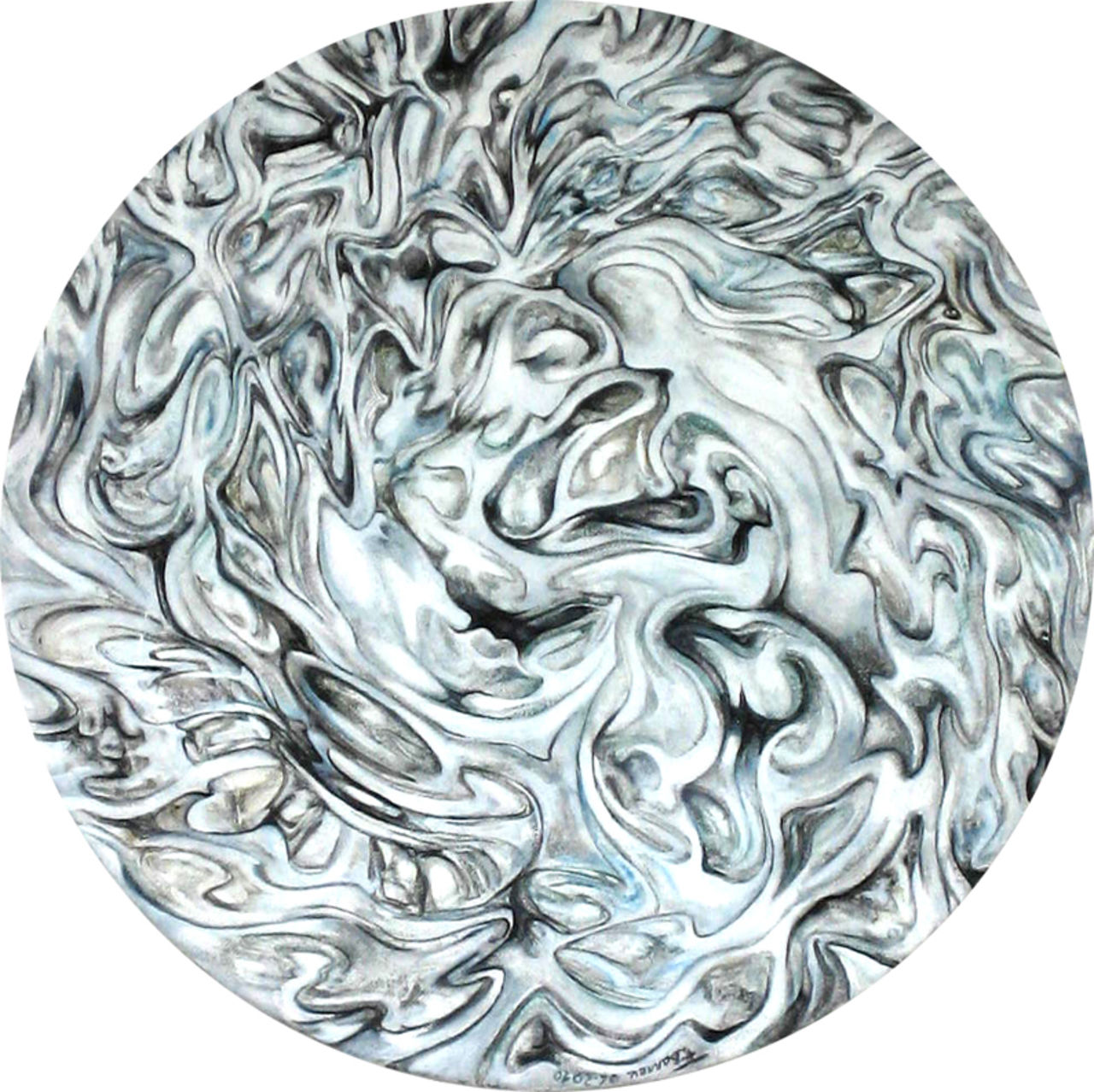 Frédéric Barrau Méditation-dissolution (2011) - diamètre 35 cm -Huile sur toile