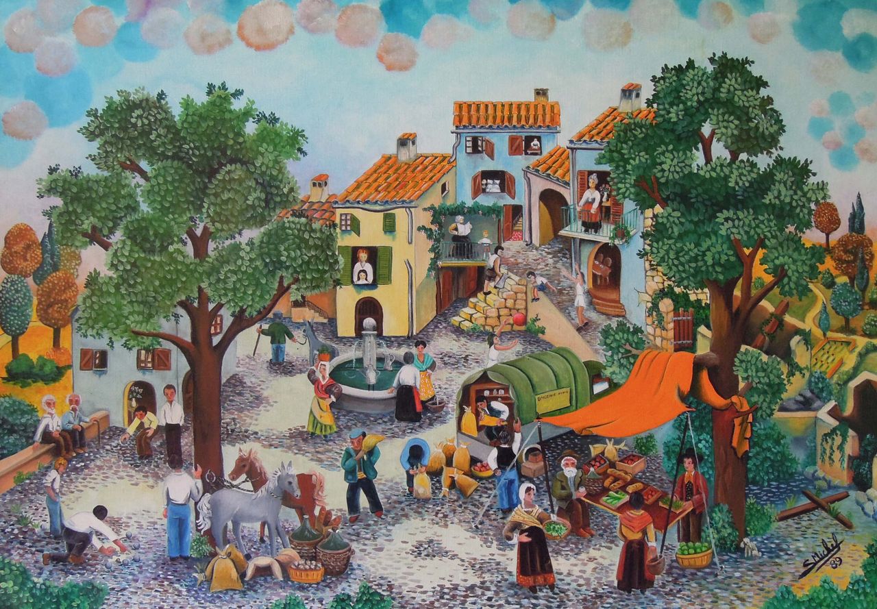 Gérard MICHEL Le marché au village