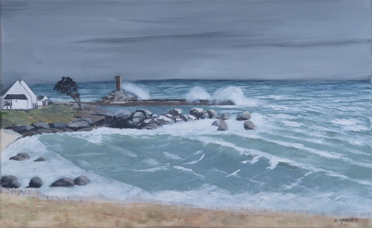 Michel Cherruault Grosse mer (38x61) acrylique sur toile
