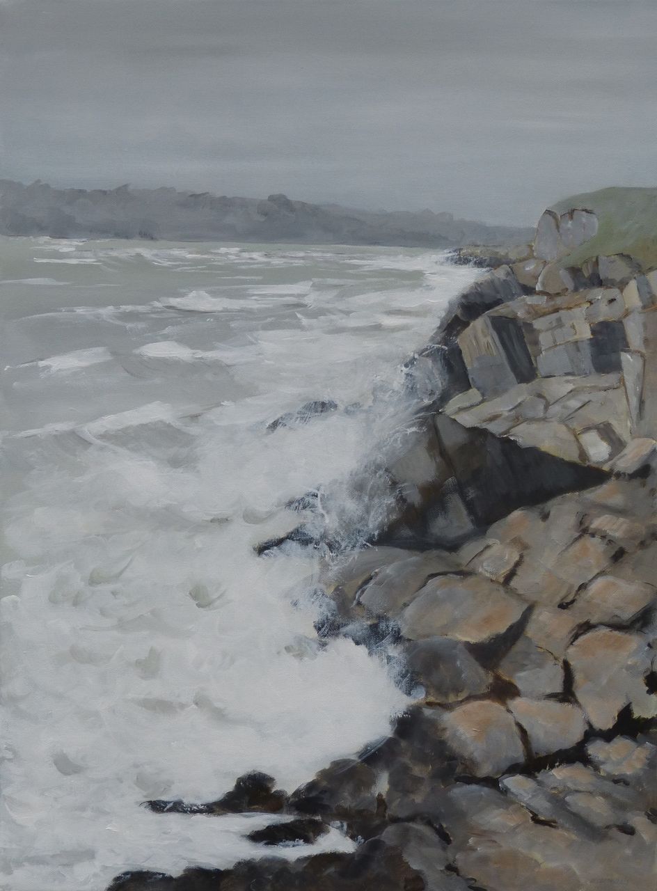 Michel Cherruault Grosse mer à Kerfany (73x54) acrylique sur toile