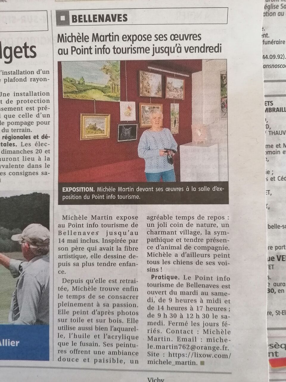 Michele martin article de La Montagne edition Bellenaves.
