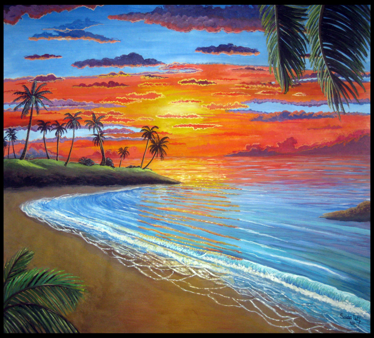 Saida Fati  سعيدة فاتي painting:sunset  _ coucher de soleil