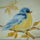 Sylviane MRL - Oiseau bleu à l'aquarelle