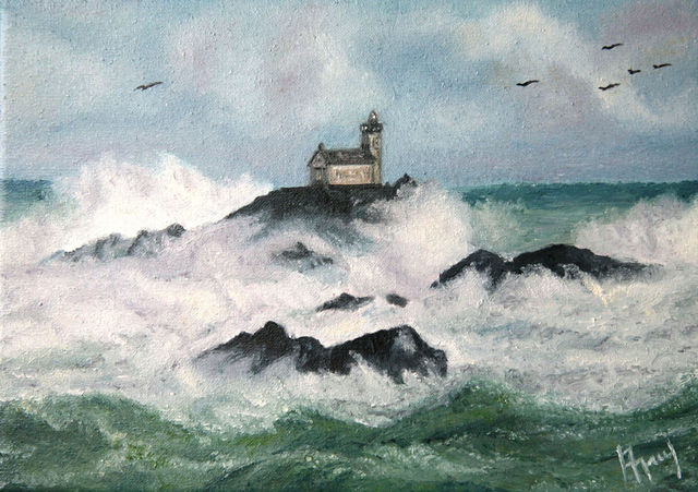 peintures de phare la nuit